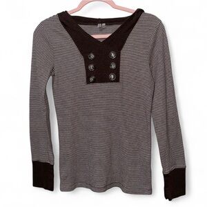 THE Vintage Y2K Brown & White Striped Hooded Bella Swan 2009 Fall Long Sleeve